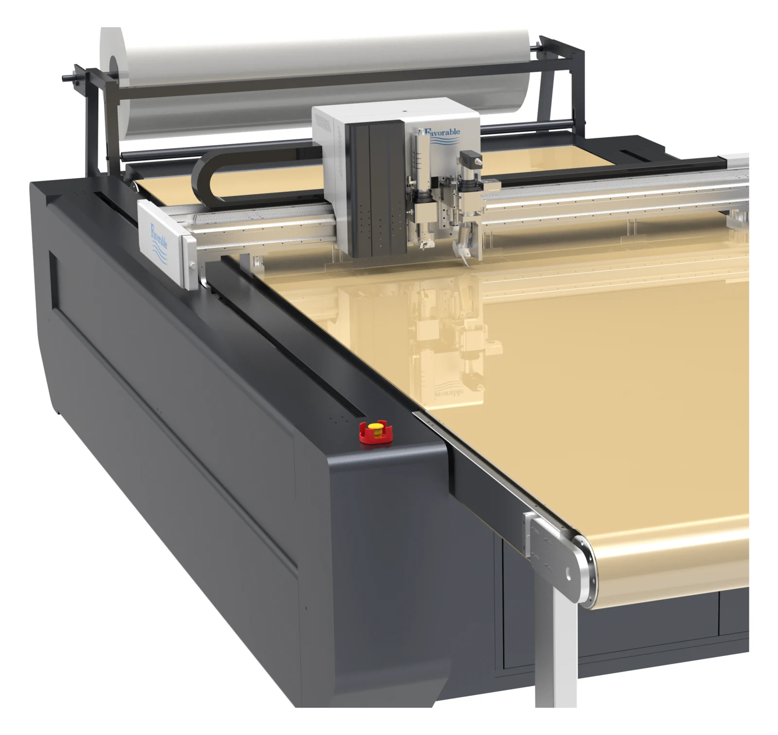 favorable Fiberglass Cutter — Welded high-precision bed with conveyor feed